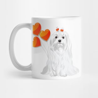 Valentine card with a dog Maltese Mug